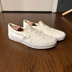 White Vans Checkerboard Slip-Ons